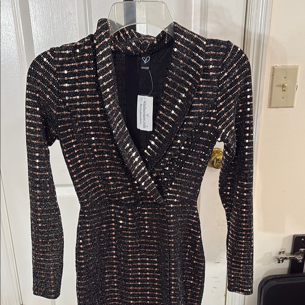 Windsor Black and Bronze Sequin Dress